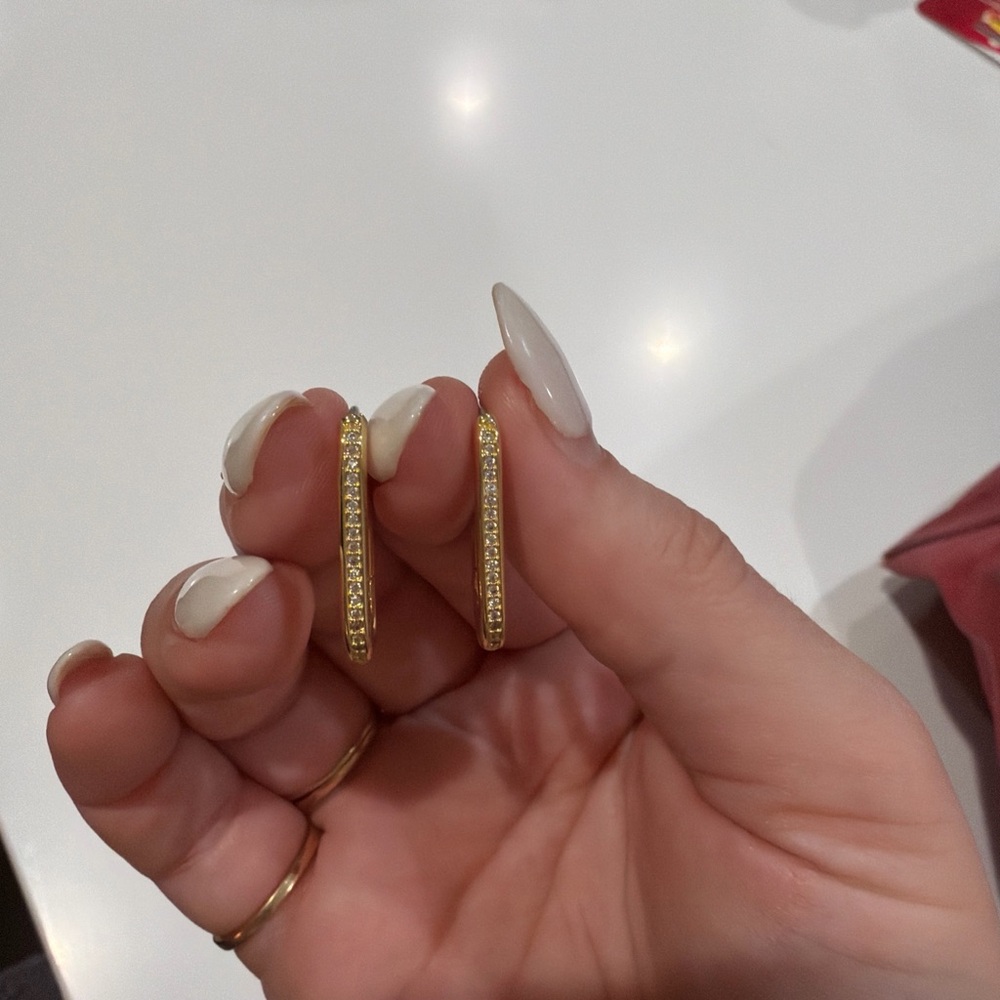 Gorjana 18k Gold Plated Diamond Pavé Huggie Earrings - like new